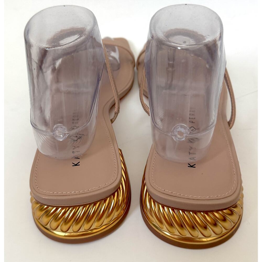 Katy Perry Low Heel Gold Sandal Tan Taupe Size 10 NEW - Picture 4 of 8